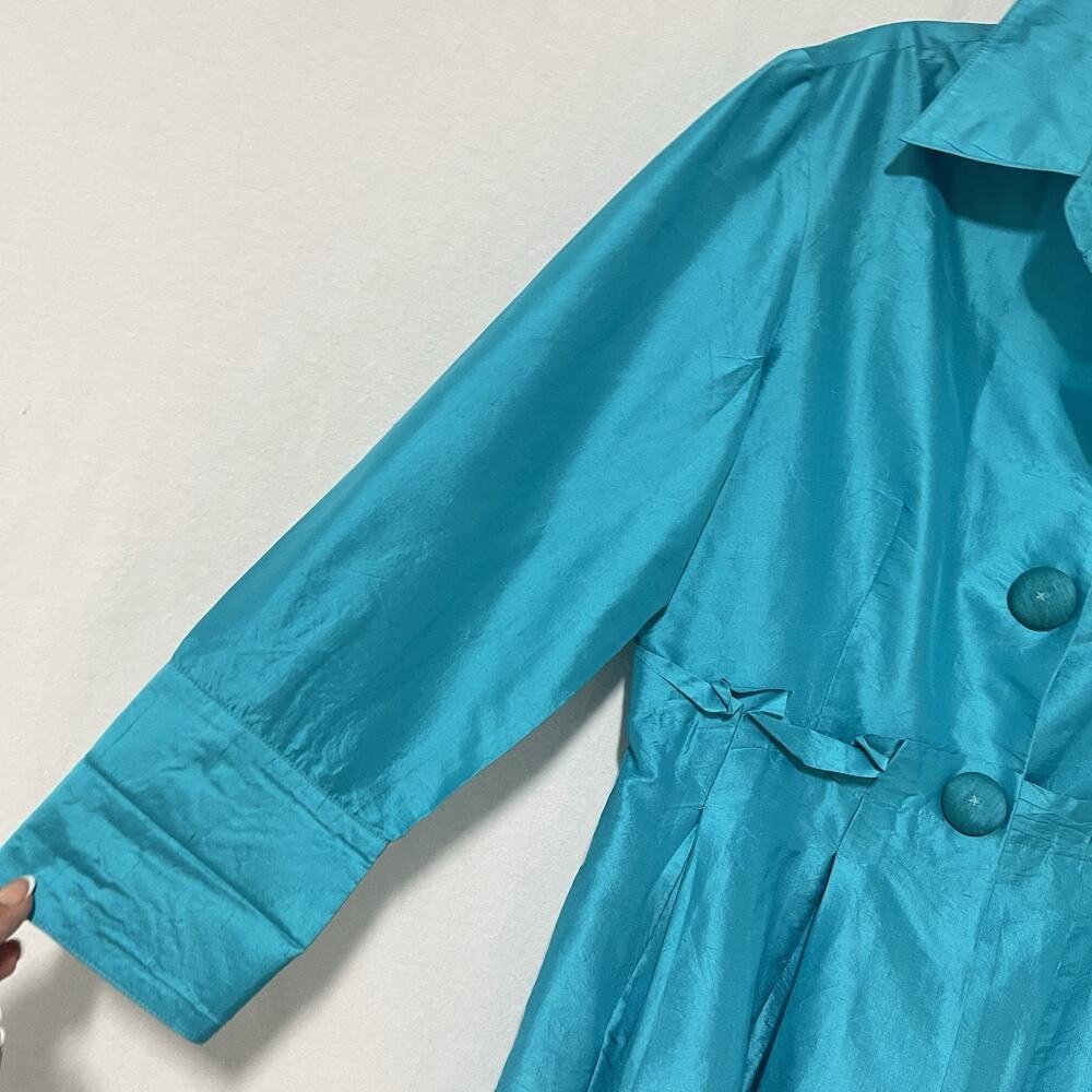 Sara Campbell 100% Silk Blazer Jacket Womens 12 Turquoise Blue Elegant Old Money - Picture 4 of 12